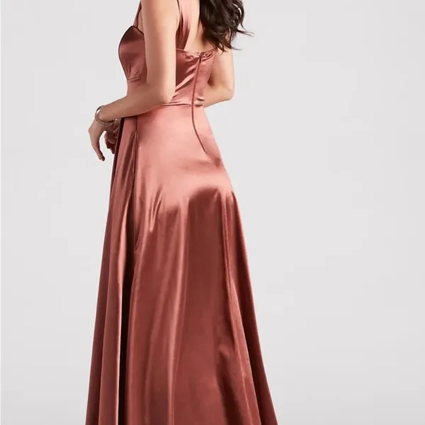 Windsor Rust One Shoulder Sleeveless Gown - Image 3