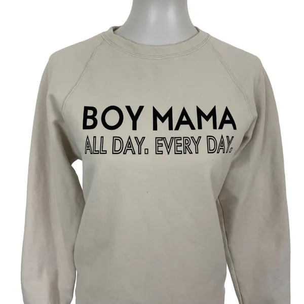 Sheshow Sweater Medium Ivory Bow Mama Graphic Crewneck Cozy Casual‎ - Image 3