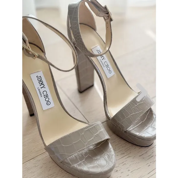 JIMMY CHOO‎ Platform Embossed Leather Sandals Size EU 40 - Image 3