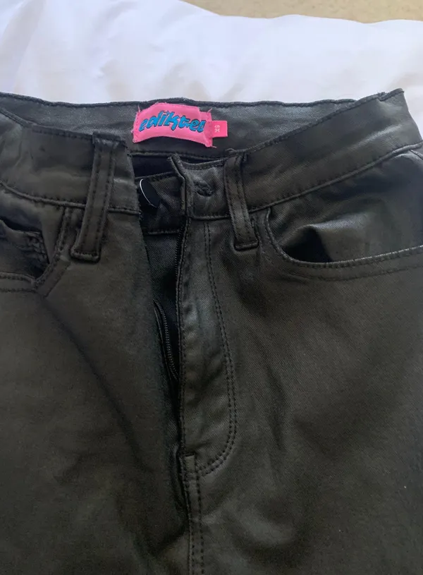 Edikted Faux Black Leather Pants - Image 3