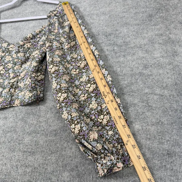 ASTR The Label Size-M Crop Top Brown Peach Floral Smocked Corset - Image 7