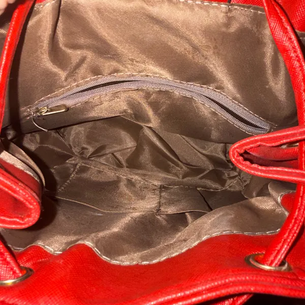 Red faux leather backpack bag - Image 6