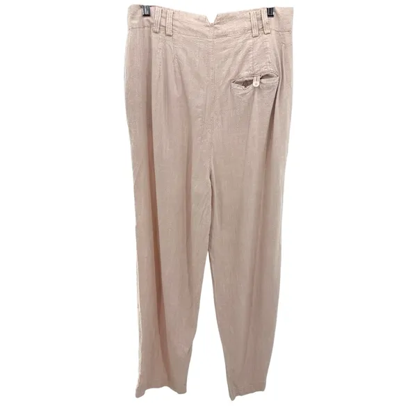 Free People Nothing To Say Pleated Linen Blend Trouser Pants Beige Blush 8 - Image 4