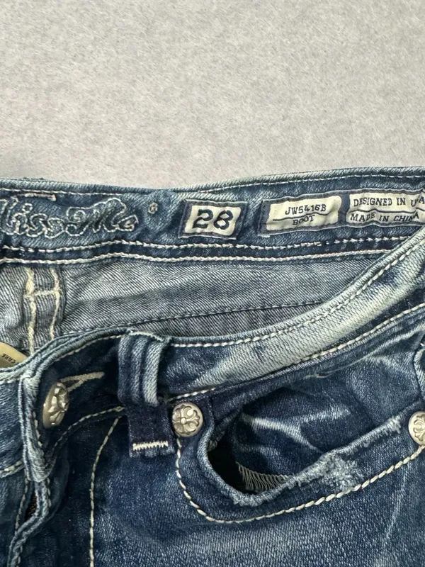 Miss Me Bootcut Jeans Size 28 Distressed Blue Denim - Image 4