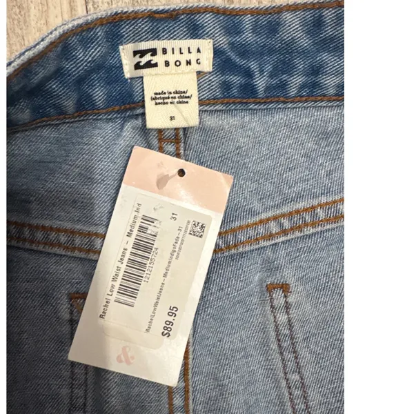 Billabong Rachel Low Waist Jeans Medium Indigo Fade Wide Leg Denim 31 NEW - Image 3