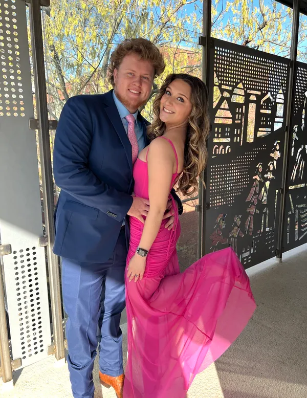 Lucy in the Sky Poppie Ruched Mesh Illusion Maxi Dress in Hot Pink - Image 3