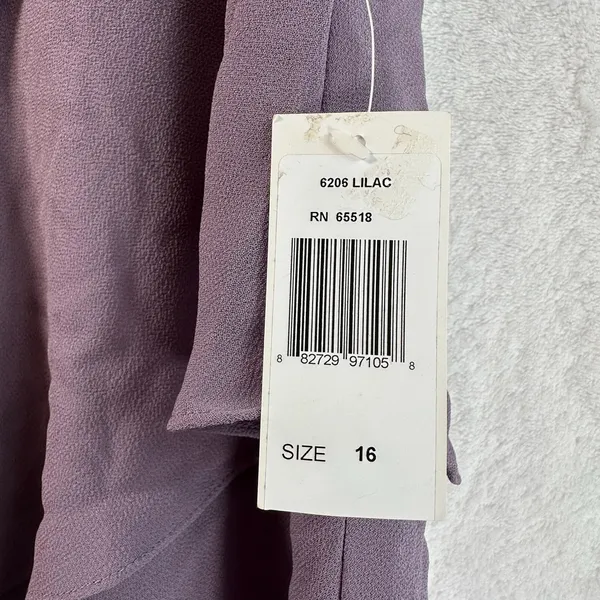 Patra Lilac Purple Tiered Chiffon Midi Dress Rhinestone Brooch 6206 Size 16 NEW - Image 5