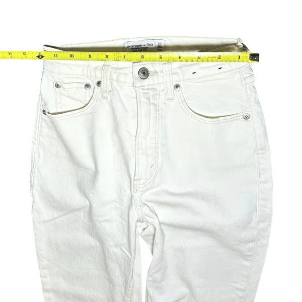 Abercrombie & Fitch Curve Love Ankle Straight Leg Ultra High Rise Jean White 00S - Image 6
