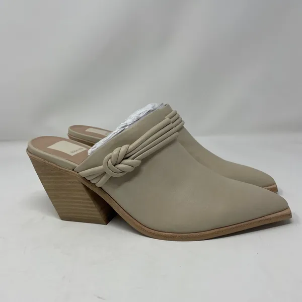 NEW Dolce Vita Sita Mules 9 Sand Nubuck Pointed Toe Block Heel Leather Slip On - Image 2