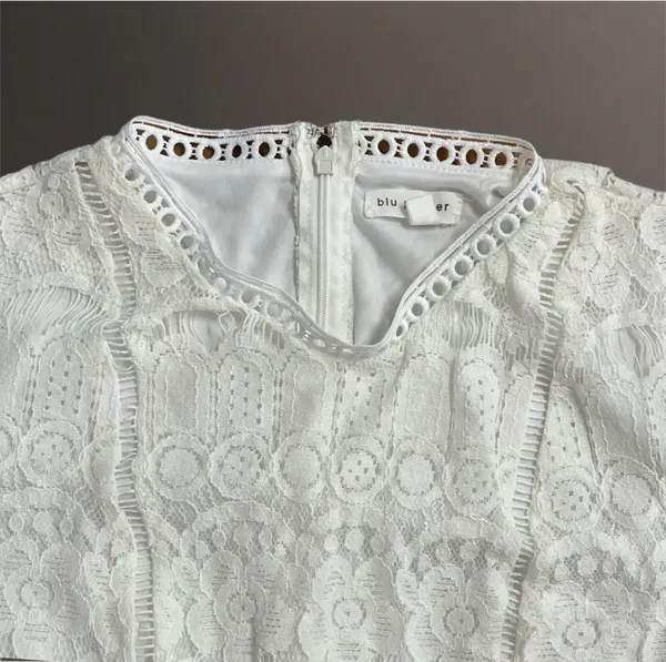 🦢 Blu Pepper Off-White Floral Lace Dress | Women’s Sz Med - Image 11
