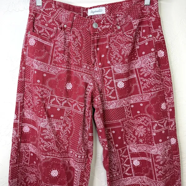 Daydreamer LA Red Bandana Patchwork Low Rise Baggy Relaxed Fit Denim Jeans 7/28 - Image 3