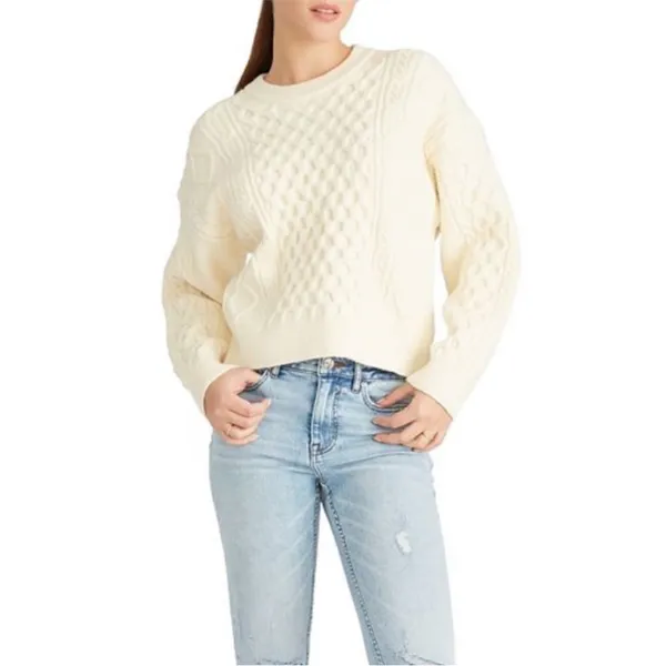 Anthropologie VIGOSS‎ Cable Knit Tie Back Sweater in Cream - Image 3