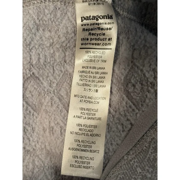 Patagonia Women Gray 1/4 Zip Fleece Pullover Geometric Diamond Knit XS 25618 - Image 6