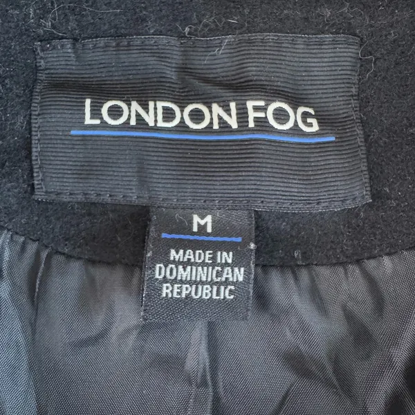 London Fog Black Wool Blend Short Pea Coat Dress Jacket Size Medium - Image 5