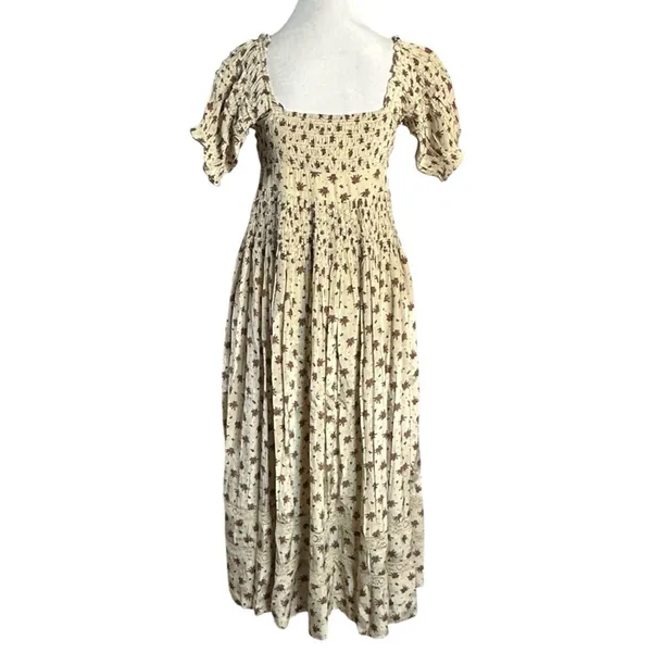 Free People Dainty Cottage Ethereal Bali Juniper Midi Dress 8 Lace Cream Floral - Image 10