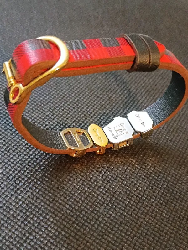Keep Collective STL Carnials Red and Black Plaid Leather Charm Bracelet - Image 5