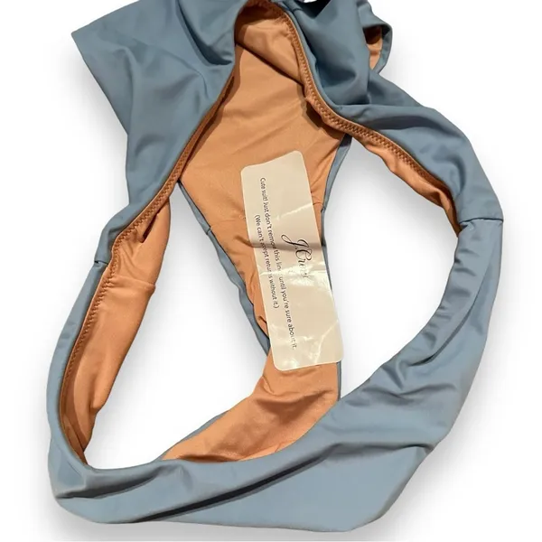 J. Crew Curved-Waist Cheeky Bikini Bottom in Light Blue Sz M‎ NEW Style BC125 - Image 3