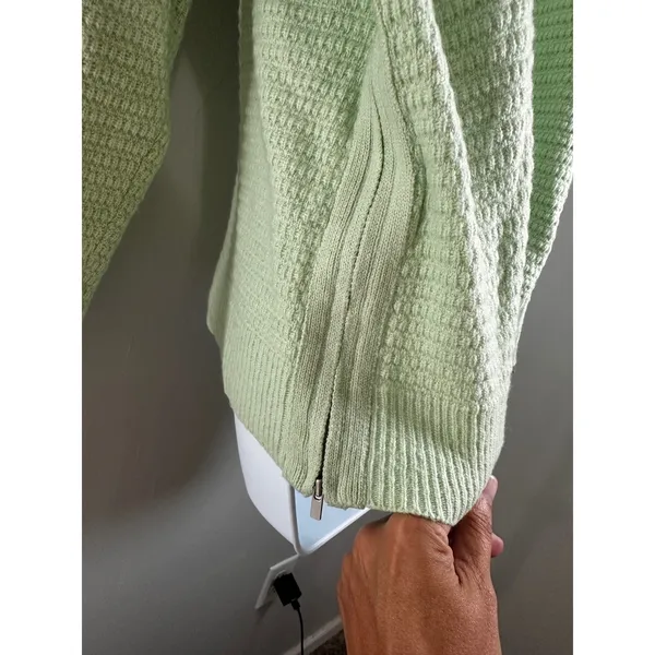 Banana Republic Sunday Sunday Sage Green Merino‎ Cashmere Waffle Knit Sweater XL - Image 5