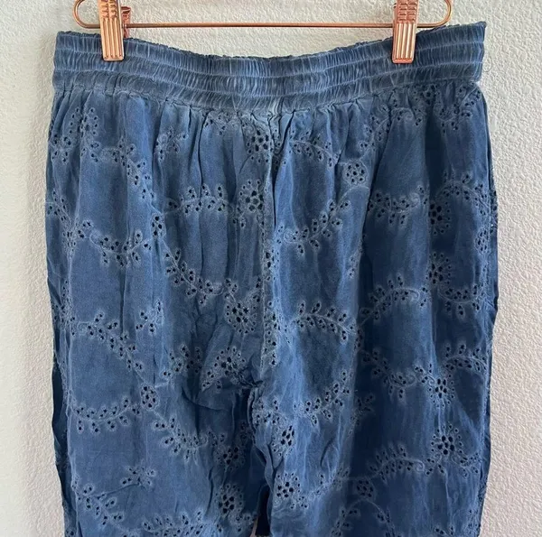 YFB Young Fabulous & Broke Blue Eyelet Lace Pants Rayon Cotton Medium - Image 7