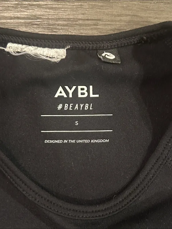 AYBL Black Short-Sleeve Cropped Tee with White Logo - Image 2