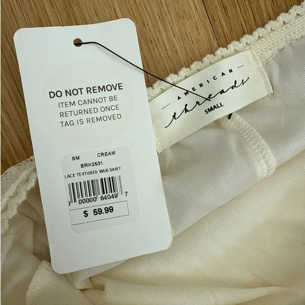 American Threads Maxi Skirt Lace Textured Size S Cream - Image 3