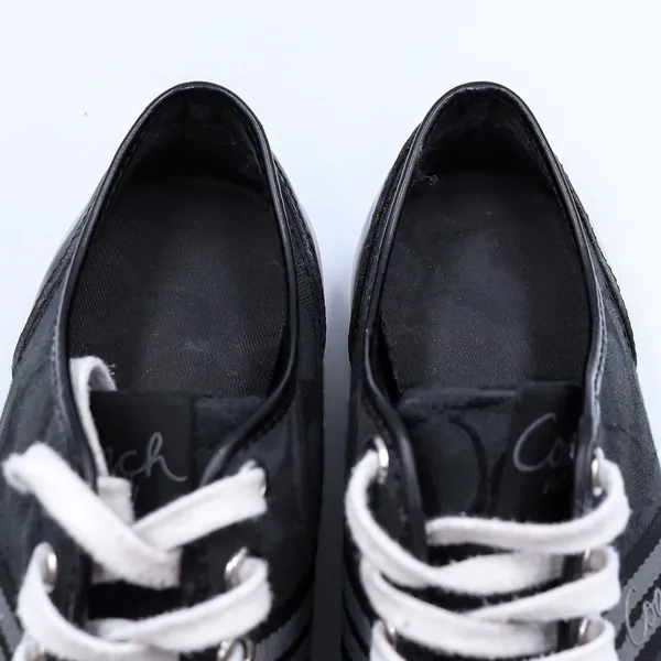 Coach Polly Signature Monogram Sneakers Womens 9B Black Jacquard Patent Low Top - Image 13