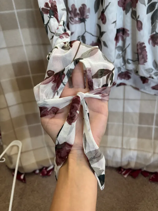 Buckle Black Floral Blouse with Burgundy and Green Accents - Image 2