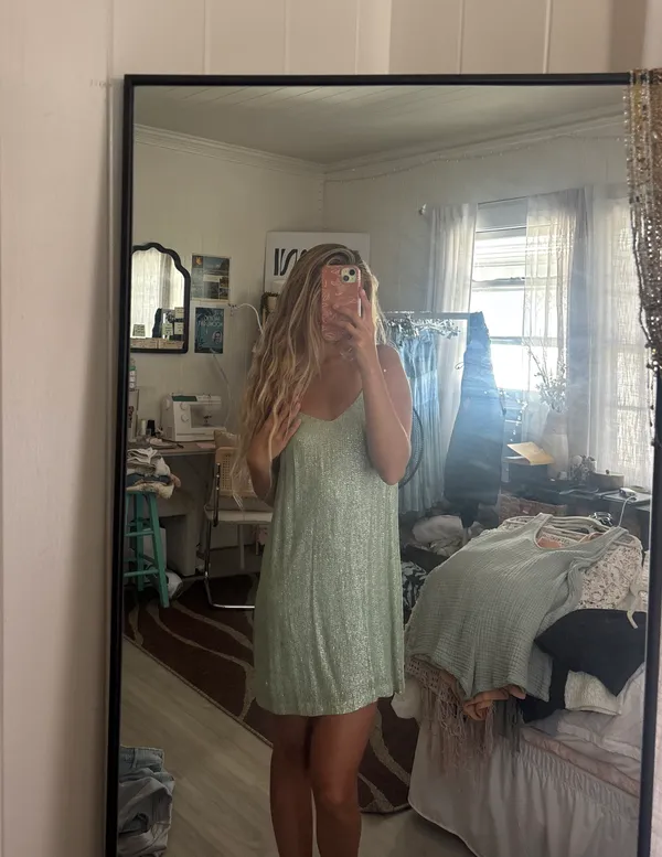 Sparkle Turquoise Party Dress - Image 2