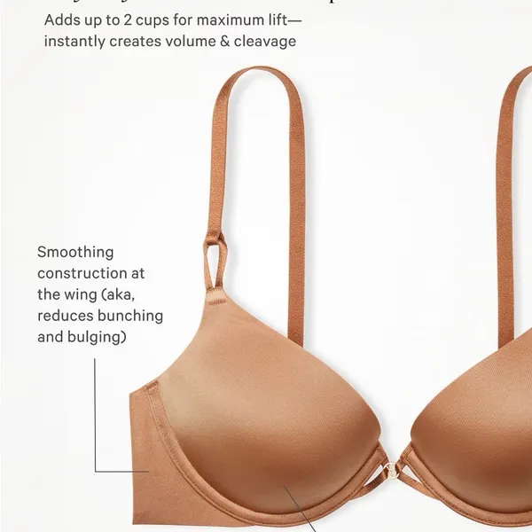 NEW Victoria's Secret Push Up Add 2 Cups 34A Light Pink Bra with Logo Straps - Image 4