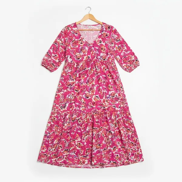 The Pioneer Woman Women Maxi Dress 3XL Pink Floral Tiered Rayon Boho Cottagecore - Image 6