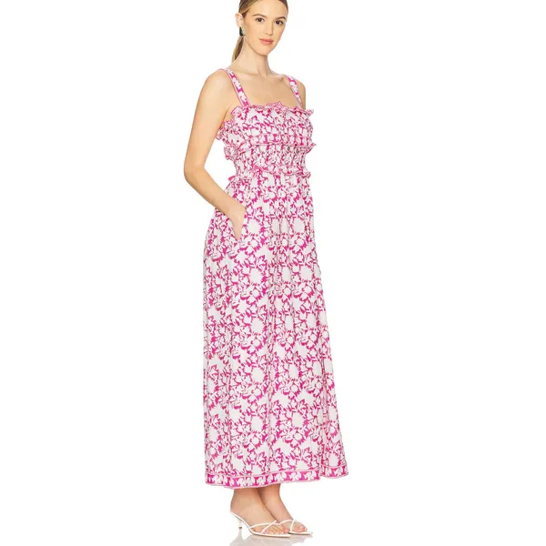 Saylor Denise Tiered Pink Floral Maxi Womens Dress Small - Image 2