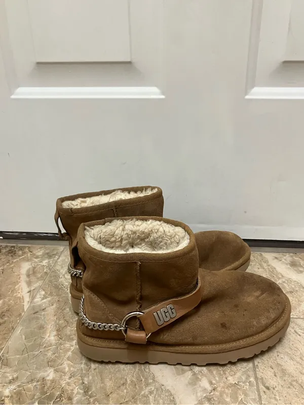 UGG Women’s Classic Mini Chains Chestnut Suede Boots - Image 7