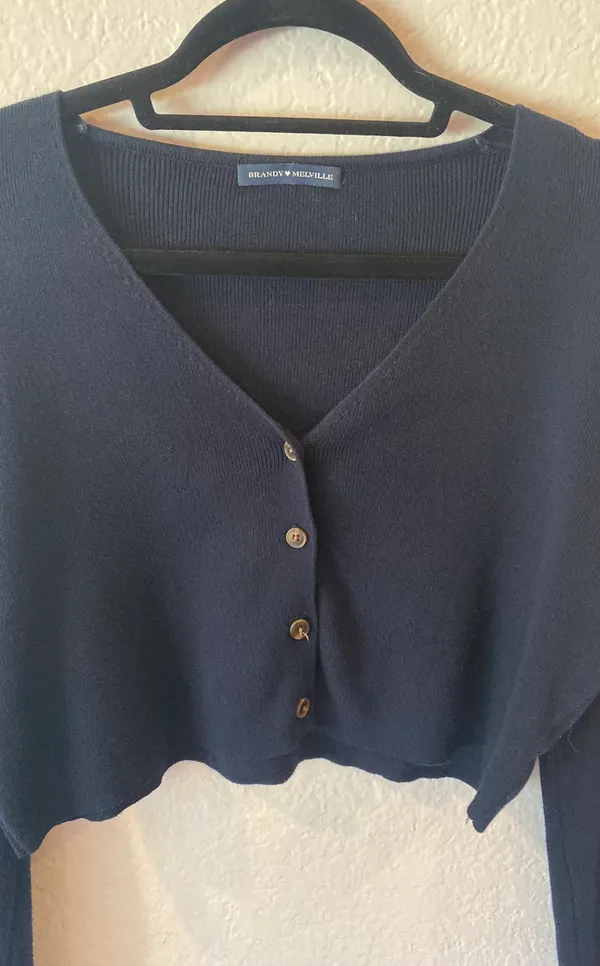 Brandy Melville Navy Crop Cardigan - Image 2
