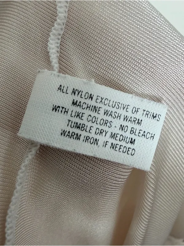 Vintage Slip Nighty Dress Mini Embroidered Flower Trim Nude Beige Blush Pink - Image 8