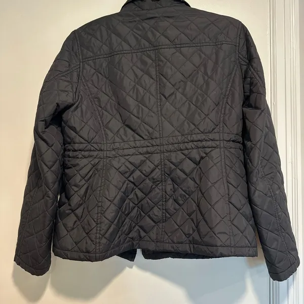 Michael Kors Petite Large Black Quilted Moto Jacket. Double Zip. Cinched Waist - Image 14