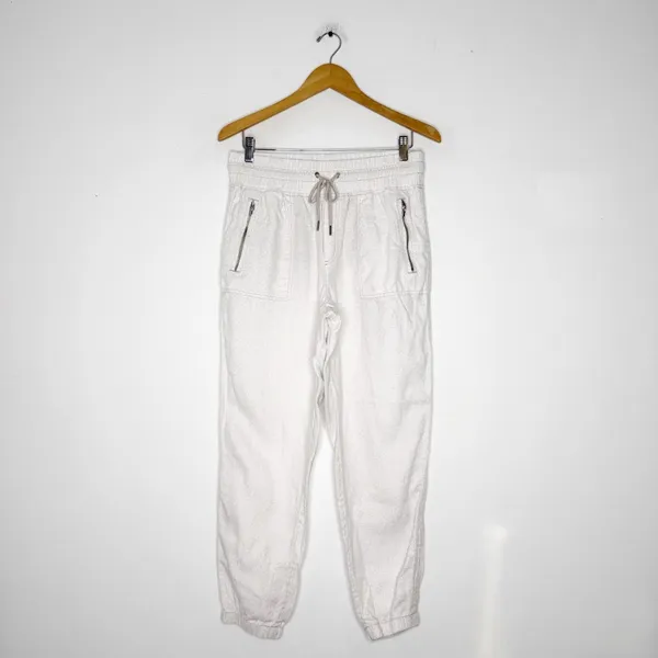 Athleta Cabo Linen Jogger Travel Pants Cream Leopard Size 12 - Image 3