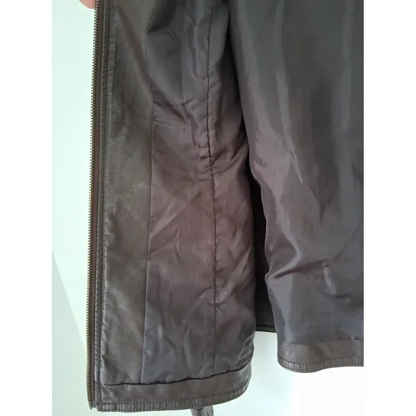 Christopher & Banks Jacket Brown Faux Leather Zip Up Pockets Women's size L - Image 10
