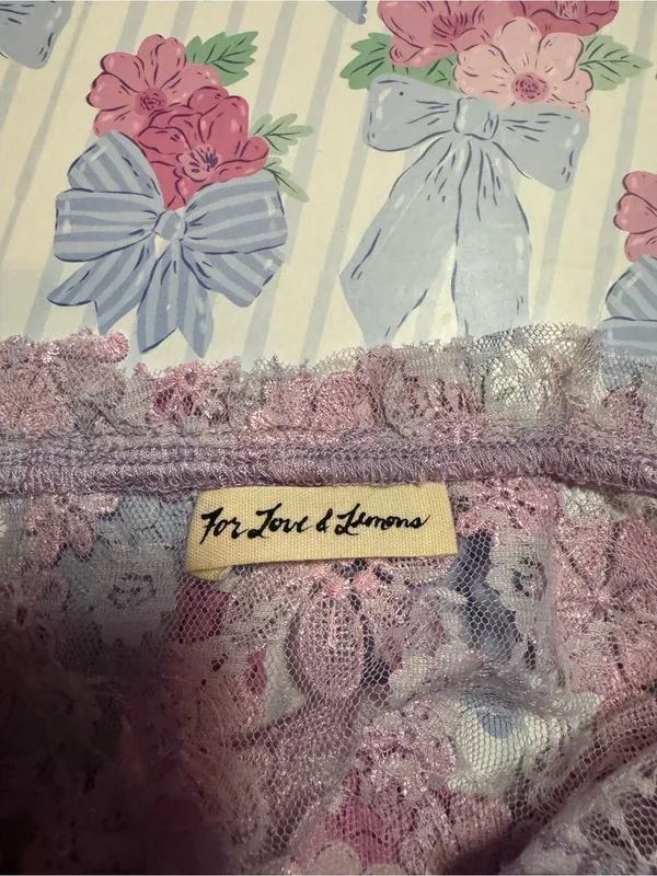 For Love & Lemons Rosette Lace Tank Sexy Lavender Bustier Crop Coquette Small - Image 3