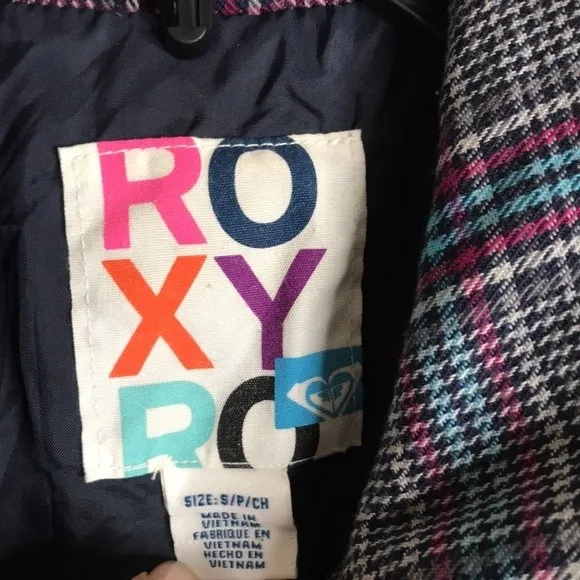 Vintage roxy plaid flannel fall‎ Y2K trench coat size small cute - Image 5