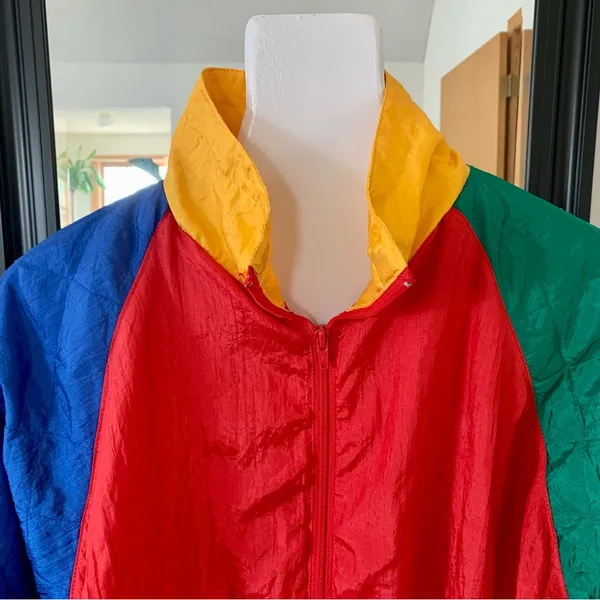 80’s Bright Colored Windbreaker Long Sleeve Jacket Size L - Image 2