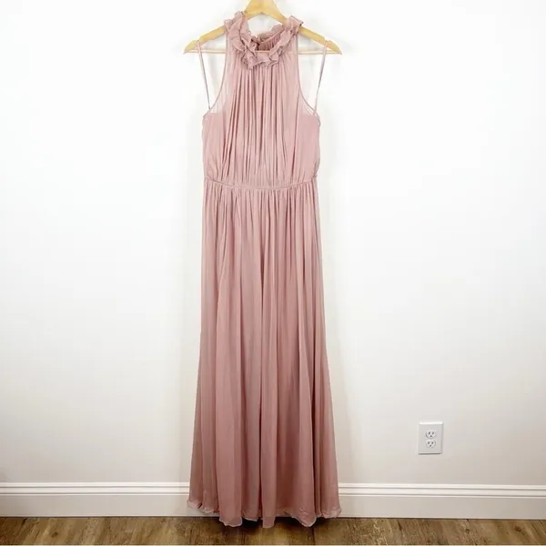BHLDN‎ Hitherto Camilla Silk Slit Leg Bridesmaid Gown Women's 8 Pink Romantic - Image 3