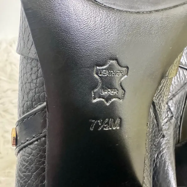2010s Tory Burch Mae Ankle Boots Bootie Pebbled Leather Black Gold Studs 7.5M - Image 15