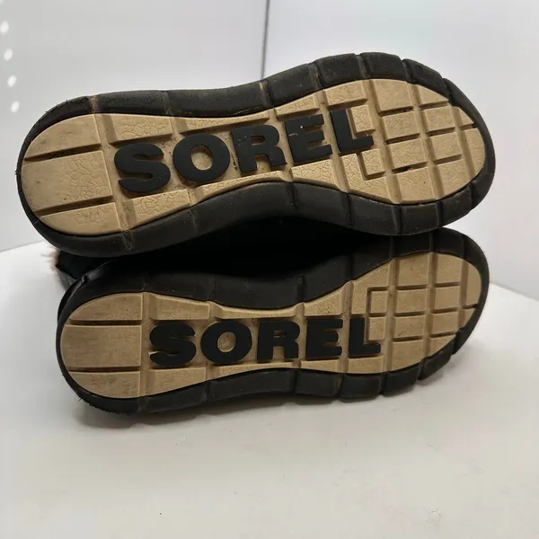 Sorel Explorer Joan Suede Winter Boots Womens Size 10 Black Faux Fur Waterproof - Image 8