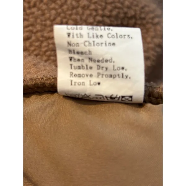 Fashion Tan Brown Sherpa Fleece Jacket Snap Button Front Size M 7078 - Image 7