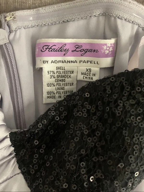 Hailey Logan Lavender Satin Slip Dress with Black Sequin Panels - Image 5