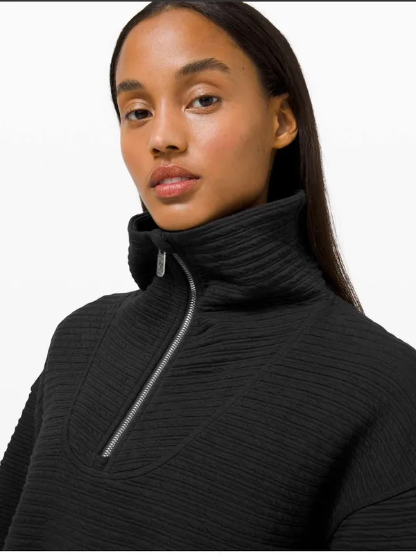 Lululemon textured 1/2 zip‎ pullover black XS/S - Image 13