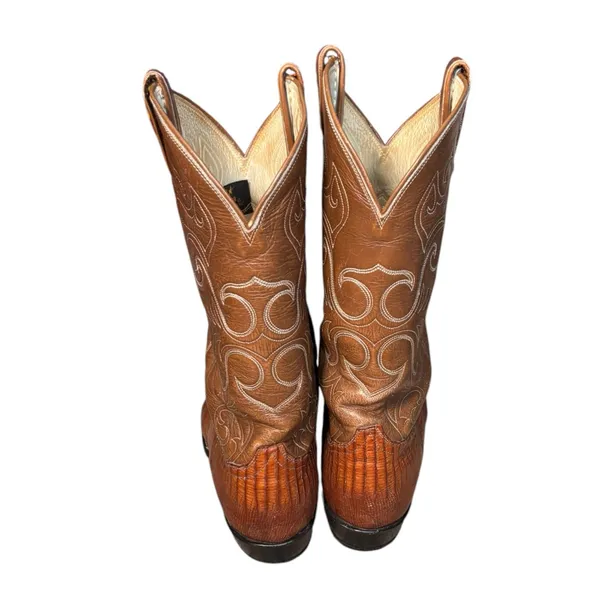 Vintage Tony Lama Lizard Western Cowboy Boots Brown Leather Men’s 10.5 D‎ Boho - Image 7