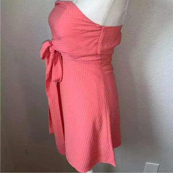 Revolve By‎ the Way. Jenny Tube Front Tie Textured Coral Mini Dress small - Image 4