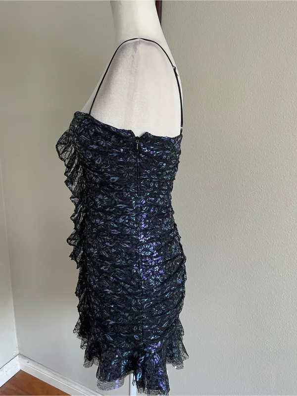 For Love & Lemons Black Iridescent Floral Lace Mini Dress - Image 7