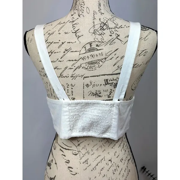 Free People This is Love 4 Button Crop Top White Med - Image 9